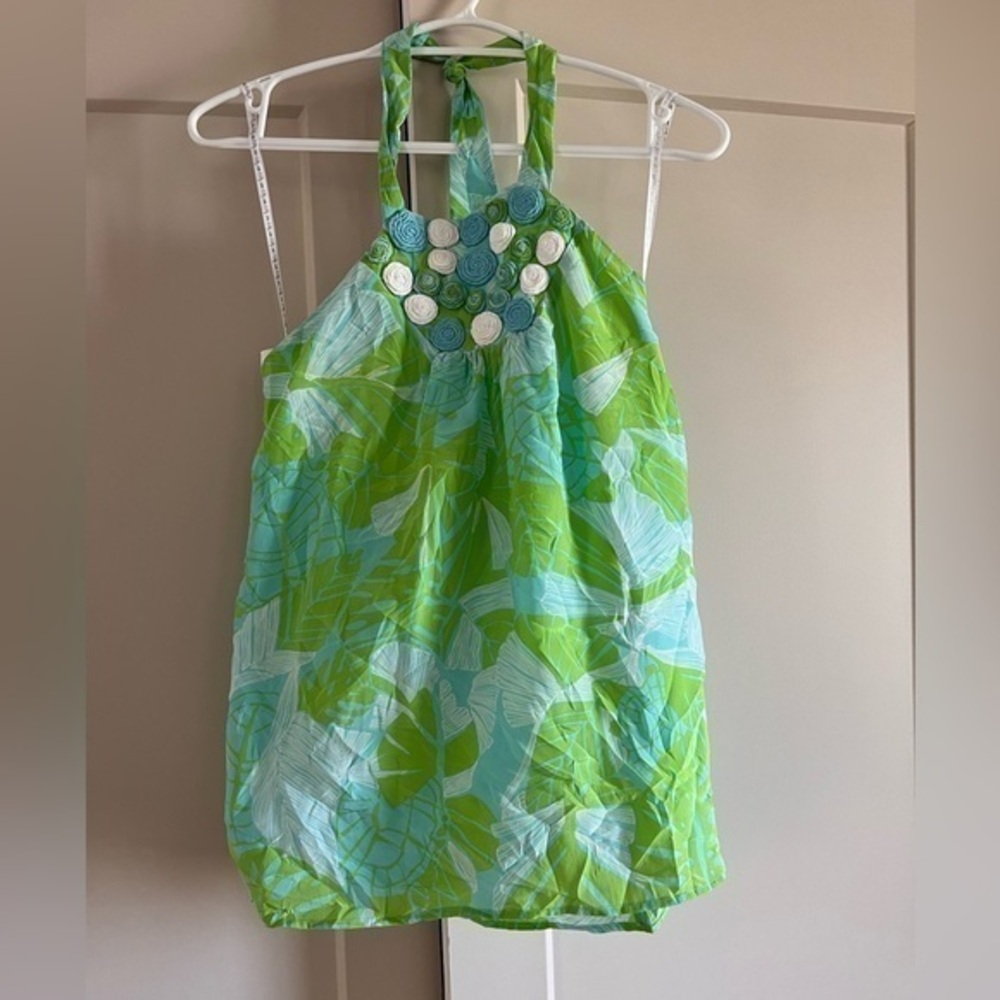 Lilly Pulitzer Floral Green Blue Halter Top
